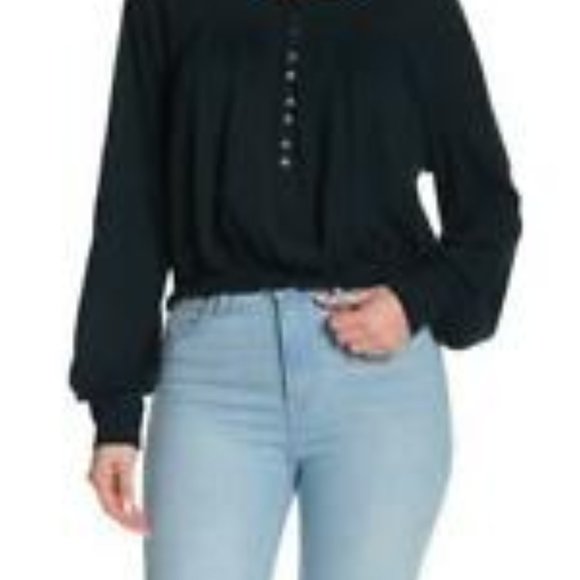 Free People Tops - Free People Womens Blouse L Green Prairie Henley